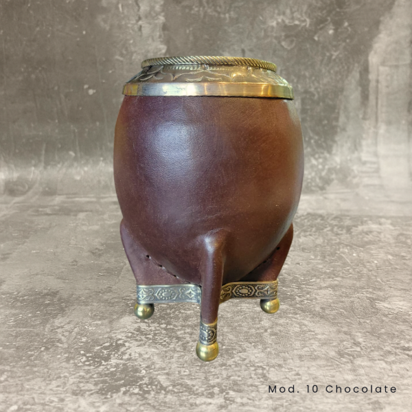 Producto - MATE TORPEDO ALPACA CINCELADO CON ARO Y BOLITAS BRONCE (mod 10)