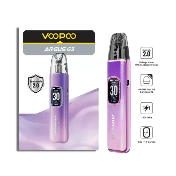 Producto - VOOPOO ARGUS G3 POD KIT - CARTUCHOS DE  3ML (ORIGINAL- AURORA PURPLE)