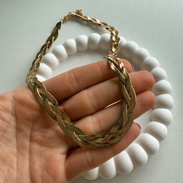 Producto - Collar Mandy trenzado - acero dorado