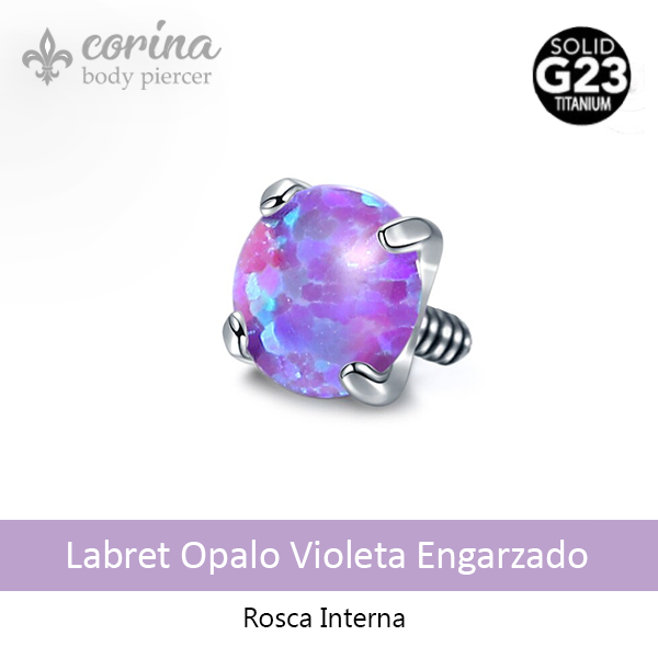 Producto - Labret Titanio Opalo Violeta Engarzado