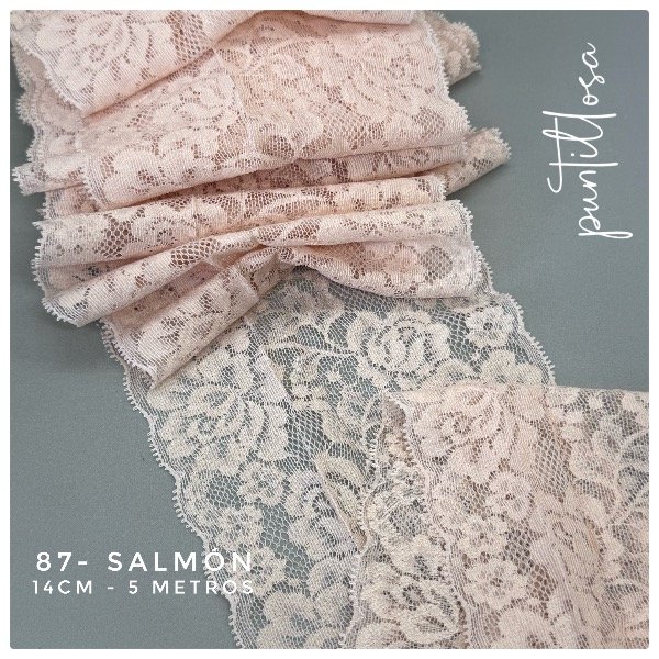 Producto - 87- Puntilla Elastizada salmón claro 14cm - 5 metros