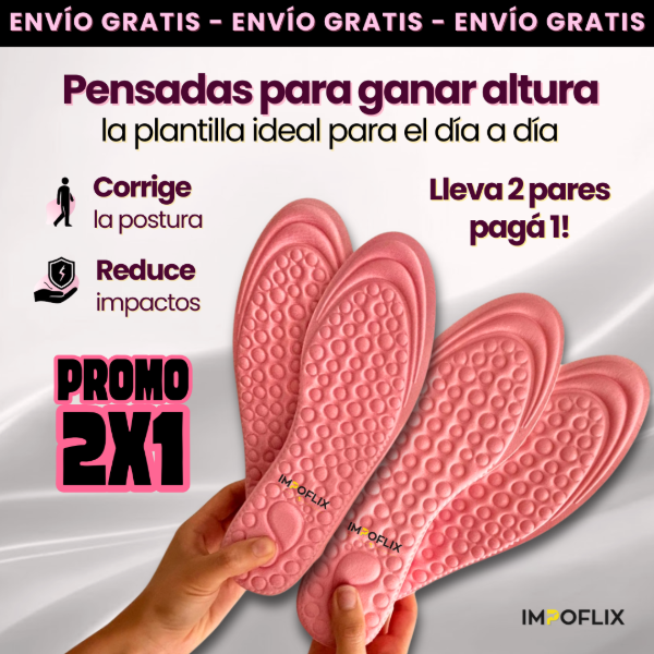 Producto - Plantilla 3,5cm aumenta altura invisible color rosa