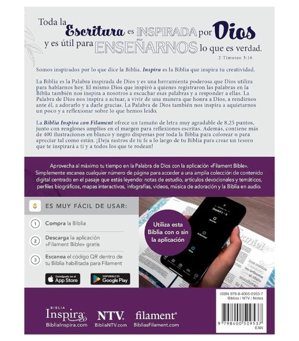 Producto - BIBLIA NTV INSPIRA - Tapa Dura de SentiPiel Lavanda - 3
