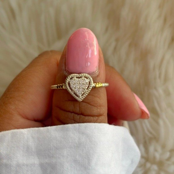 Producto - Anillo de Plata y oro Corazón Shine (Cod.851)