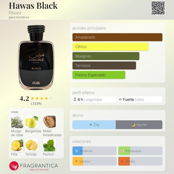 Producto - Hawas Black Rasasi - amaderado - frutal - especiado fresco - 1