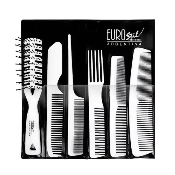 Producto - SET DE 4 PEINES Y 1 CEPILLO ESQUELETO BLANCO
