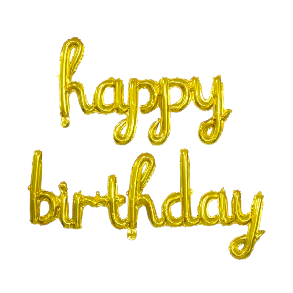 Producto - Globo Happy Birthday cursiva Dorado