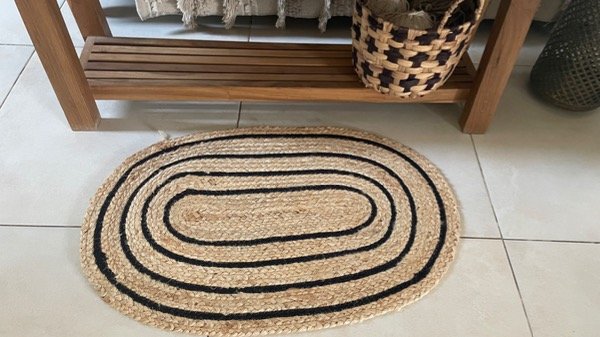 Producto - Alfombra de yute ovalada negro