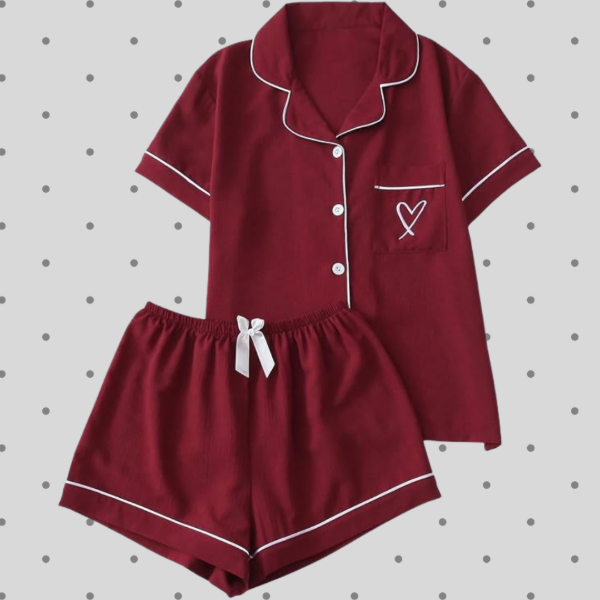 Producto - Conjunto de pijama de 2 piezas Borgoña - 0