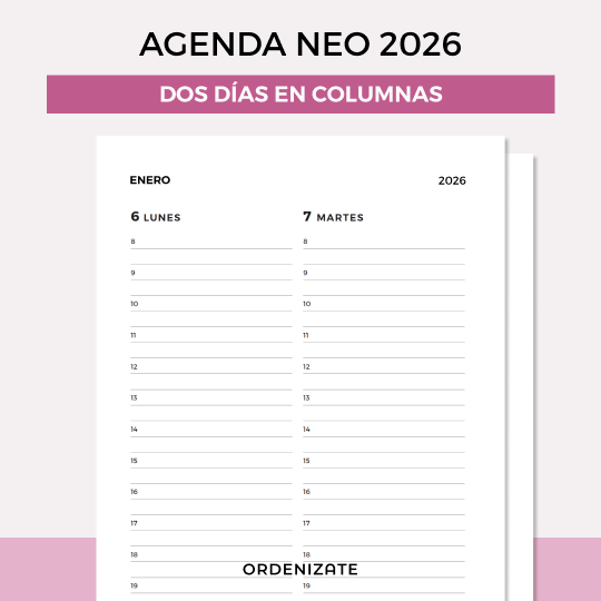 Producto - AGENDA NEO 2026 (dos días en columnas)