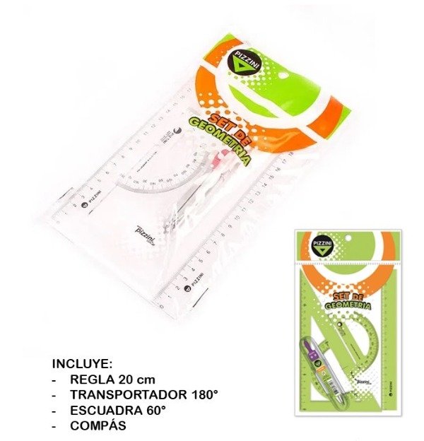 Producto - SET GEOMET. PIZZINI x4 piezas 20cm C/COMPAS