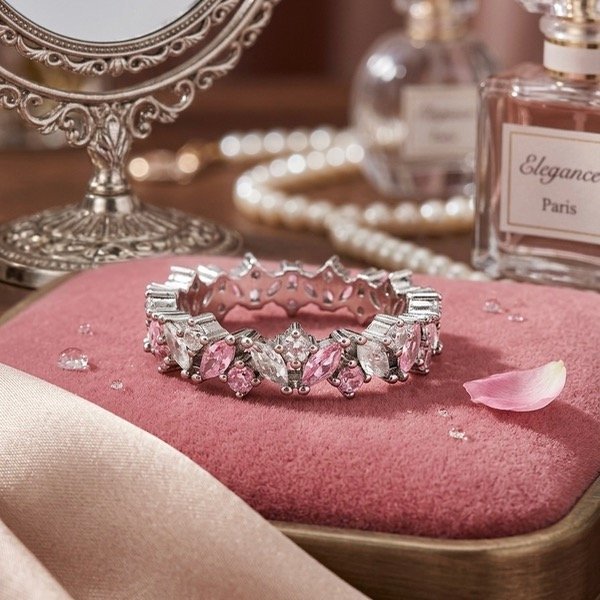 Producto - Anillo Plata 925 Sin fin Cubic Rosa y Blanco