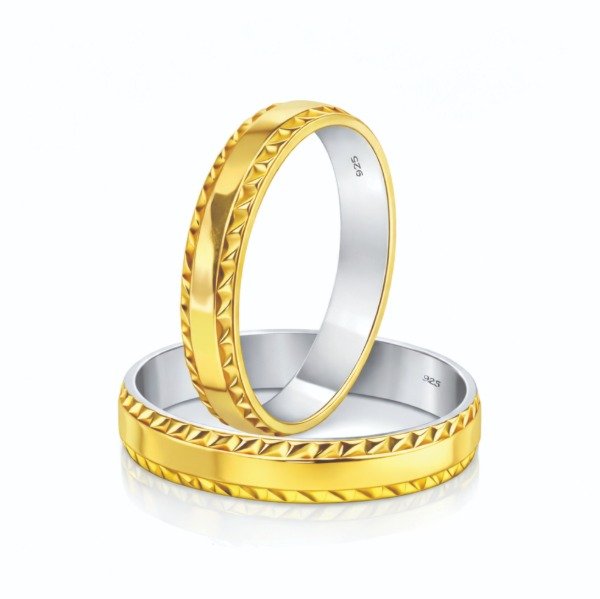 Producto - Par de Alianzas de Oro 18 k y plata 925 (Cod. T-045)