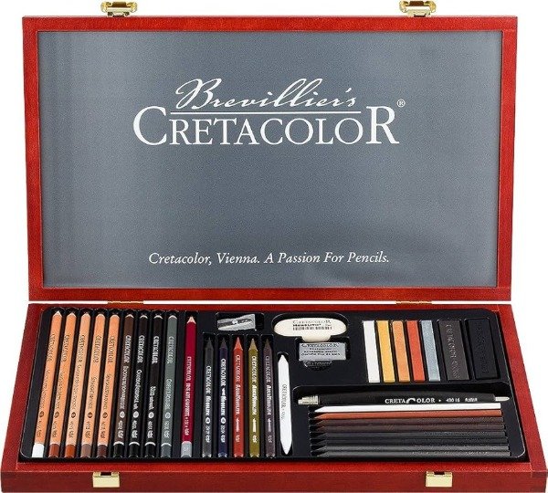 Producto - Set de Dibujo Profesional Cretacolor Brevillier x36uni. Estuche de madera