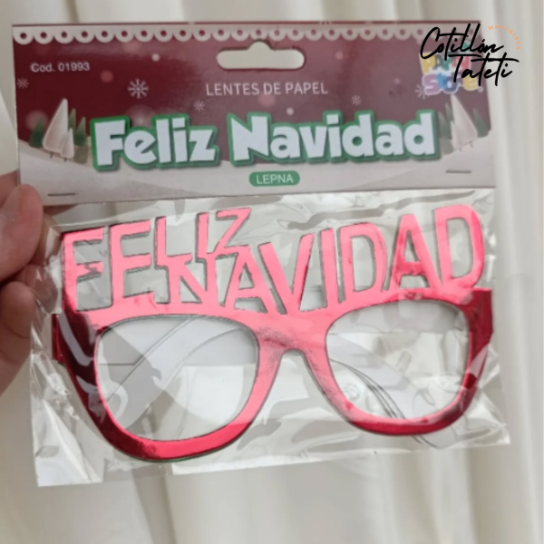 Producto - LENTES DE PAPEL FELIZ NAVIDAD - 4 UNI