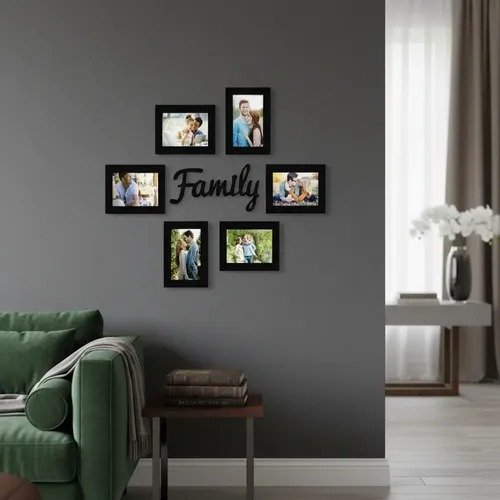 Producto - 6 Portaretratos Frase Family Fibrofacil Calado - 90x85 - 1