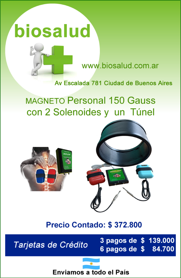 Producto - MAGNETO PERSONAL 150 GAUSS Marca BIOFLOW con dos solenoides + tunel