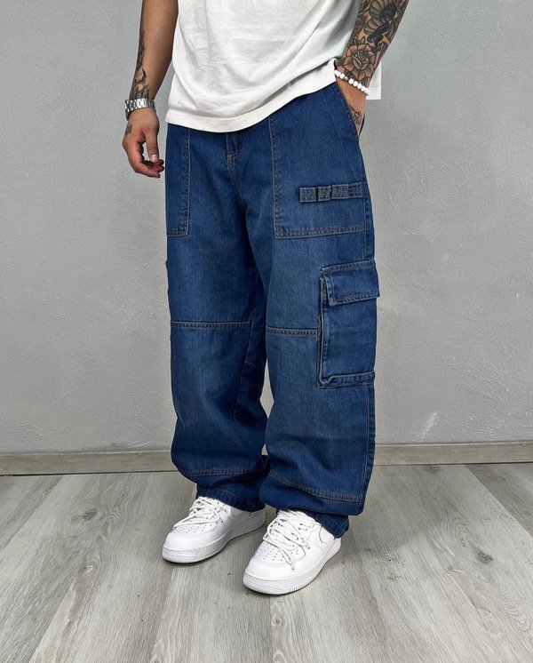 Producto - JEANS BAGGY MULTICARGO AZUL