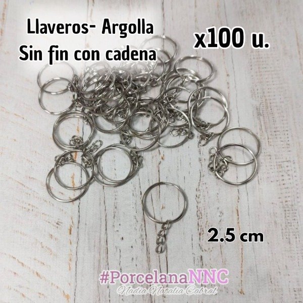 Producto - Llaveros -Argolla Sin fin con cadena x100 un 2.5 cm
