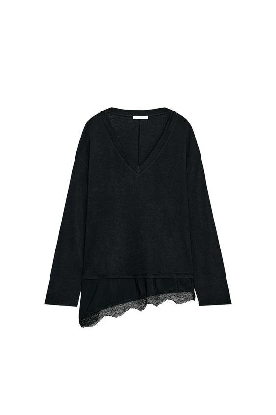 Producto - Remera combinada con encaje Zara - 0