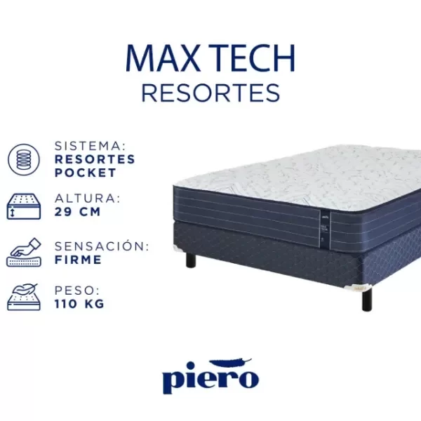 Producto - Colchón Piero Max Tech Resortes Pocket 190x140 - 9