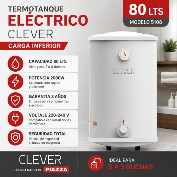 Producto - TERMOTANQUE ELÉCTRICO CLEVER 80 LTS - MODELO 5108