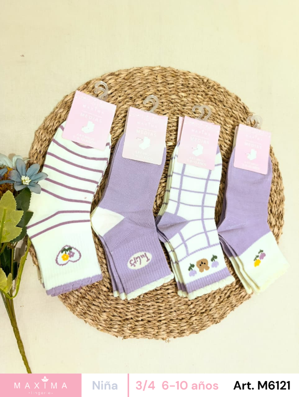 Producto - Art. M6121 - MAXIMA- Docena Medias 3/4 Algodon Estampado