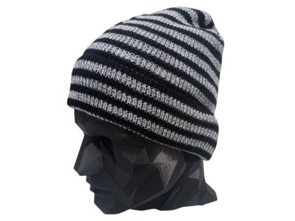 Producto - GORRO Rayado con Puño GRIS CLARO/NEGRO