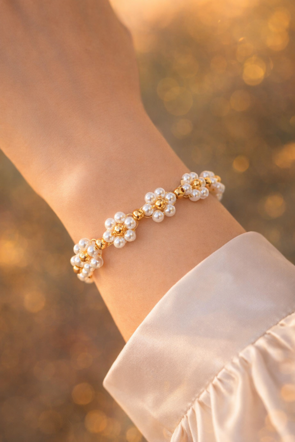 Producto - Pulsera de Flores Atenea - Perla Blanca
