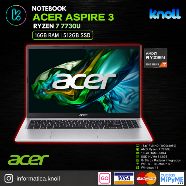 Producto - NOTEBOOK ACER ASPIRE 3 RYZEN 7 7730U