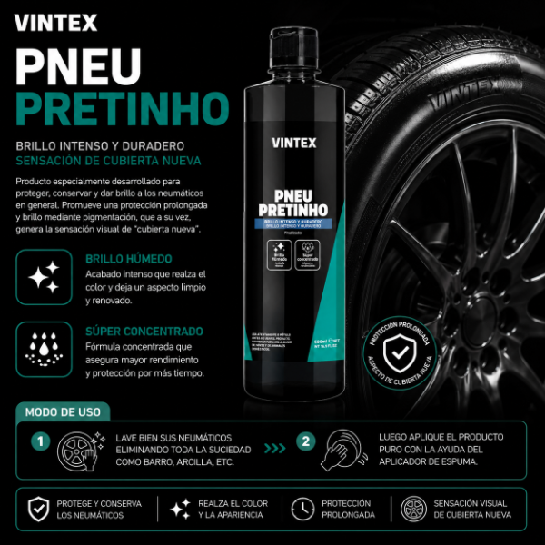 Producto - Vintex Pneu Pretinho 500ml Renovador de Neumáticos Brillo Húmedo
