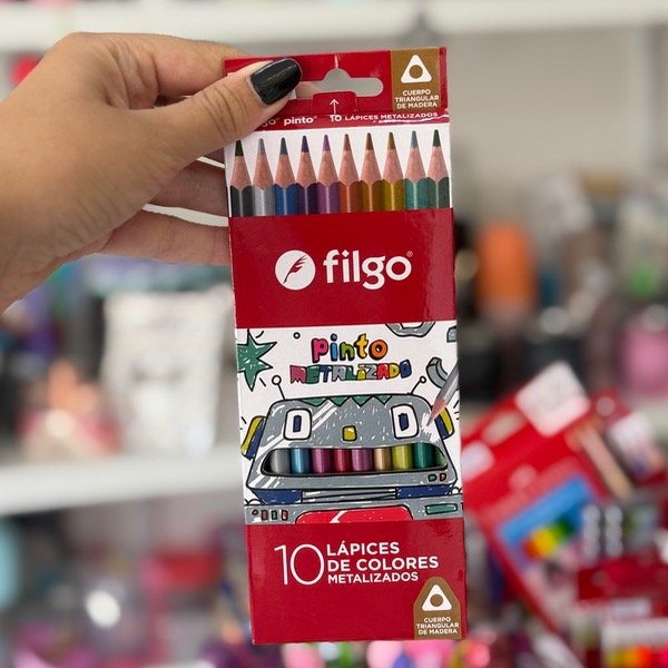 Producto - Caja Lápices Largos Metalizados FILGO x10 6883