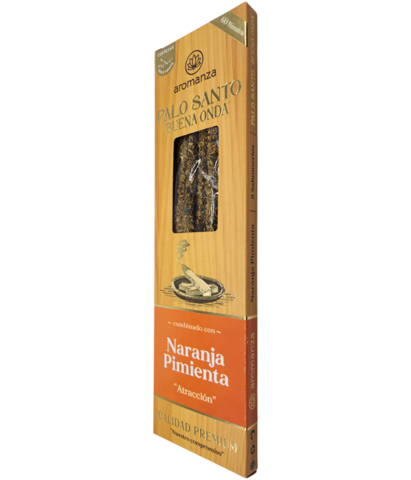 Producto - SAHUMERIOS AROMANZA PALO SANTO - 8 VARILLAS - NARANJA PIMIENTA