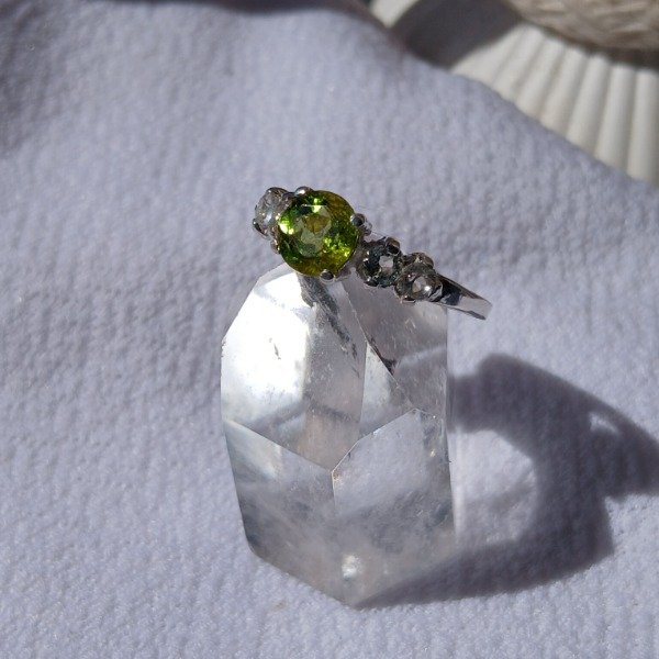Producto - Anillo plata 925 Peridoto y Topacio claro n17 - 3