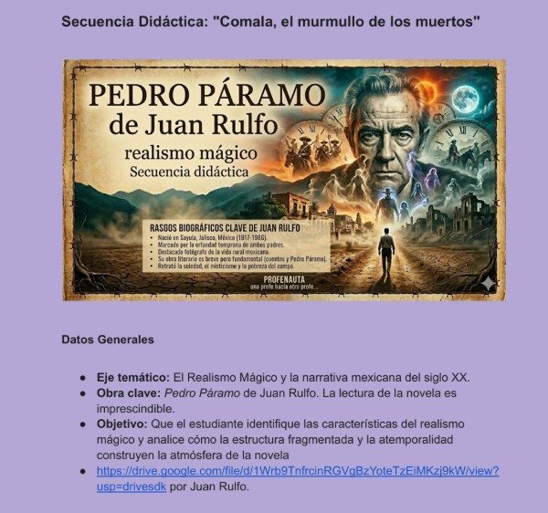 Producto - REALISMO MÁGICO CON "PEDRO PÁRAMO "  " Comala, el murmullo de los muertos"