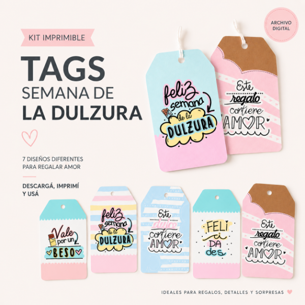 Producto - Etiquetas Imprimibles Semana de la Dulzura Tags para Regalos y Emprendedoras