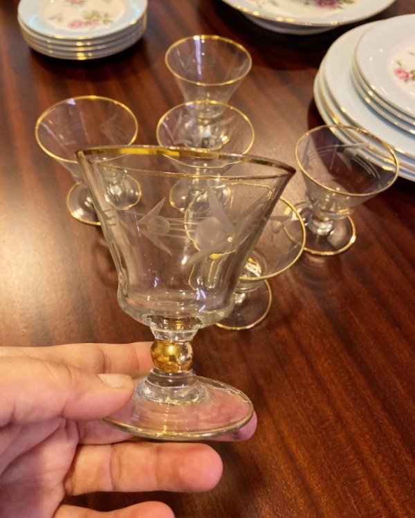 Producto - Juego De 6 Copas Con Dorado