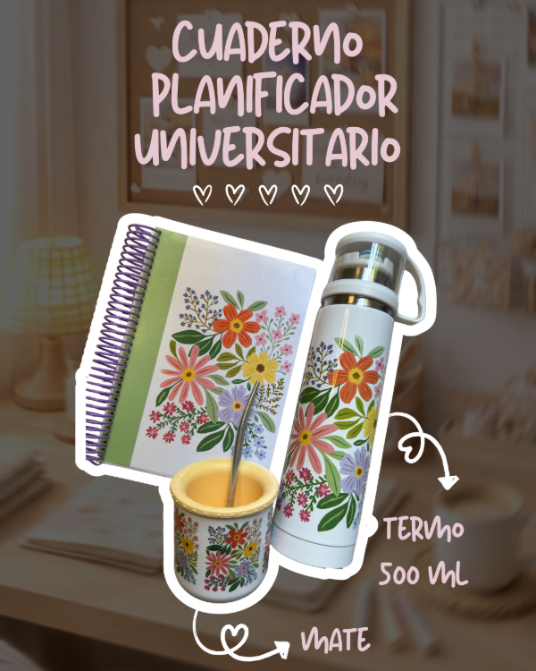 Producto - CUADERNO PLANIFICADOR UNIVERSITARIO + TÉRMICO