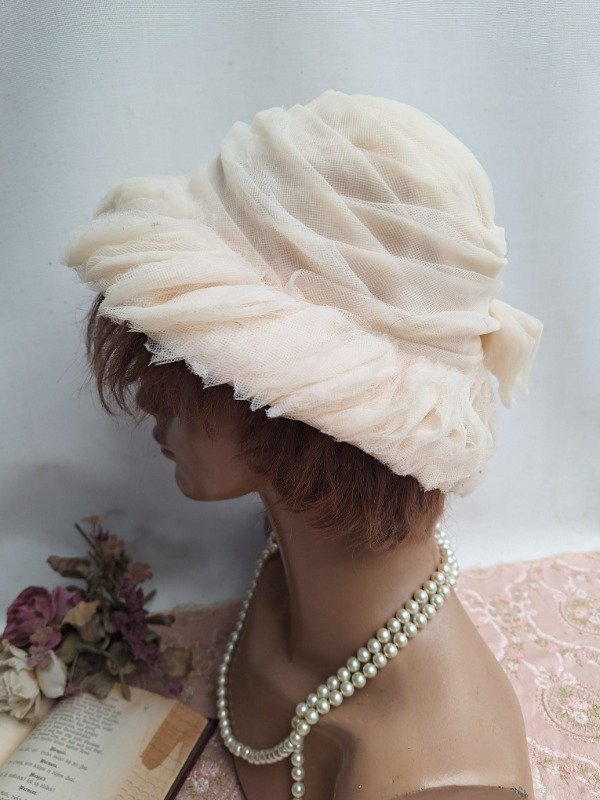 Producto - Sombrero de Gasa con moño y perlitas - 4