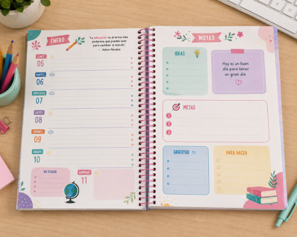 Producto - KIT DIA DEL MAESTRO AGENDA 2027 BLOCK, PLANNER Y PIN SURTIDO - 3