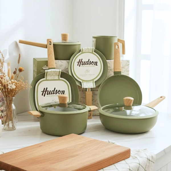 Producto - Set 10 Piezas oliva Hudson Wok Cacerola Sarten Bifera Jarro Panq