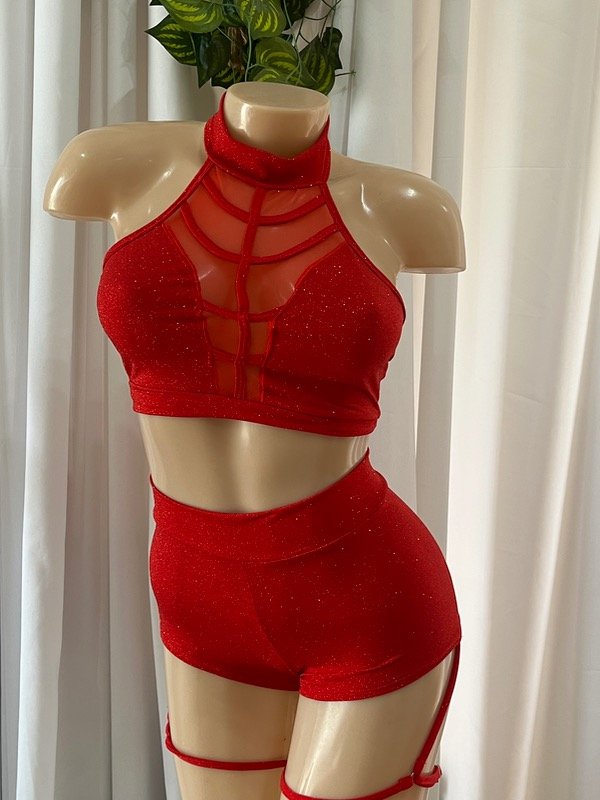 Producto - Traje a pedido Glitter rojo microtul rojo Caperucita