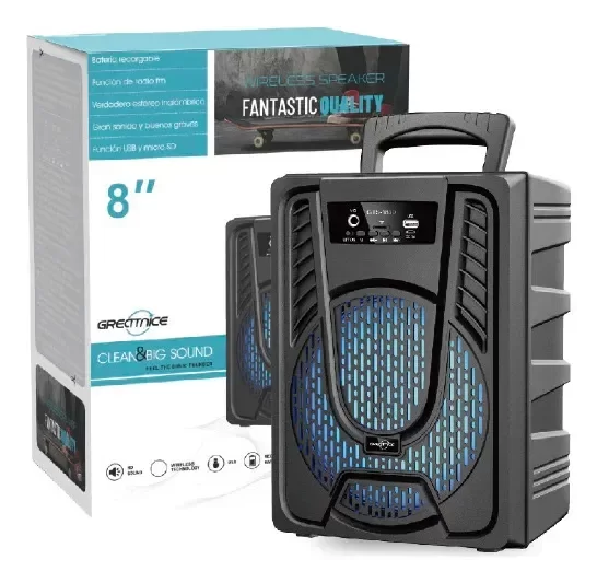 Producto - Parlante Bluetooth Inalambrico Portatil 8 Pulgadas Usb Negro