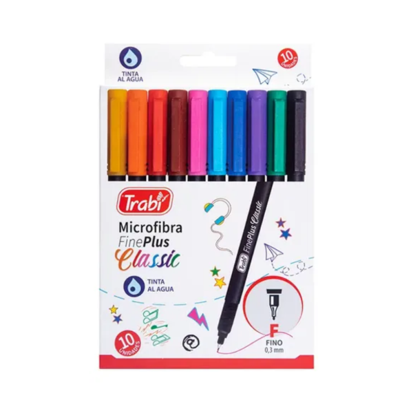Producto - Microfibras Trabi Fineplus 0,3 Mm X 10 Colores Clasicos