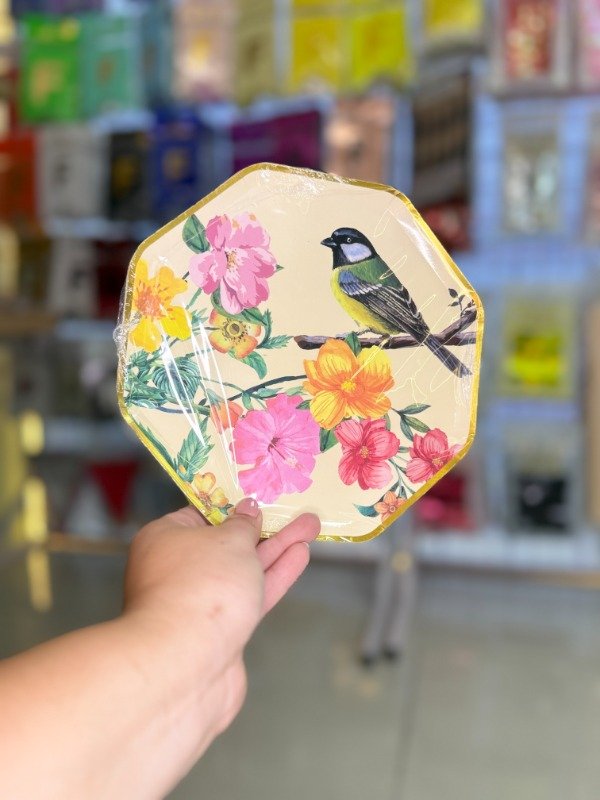 Producto - Platos polipapel Bird Flower x10u