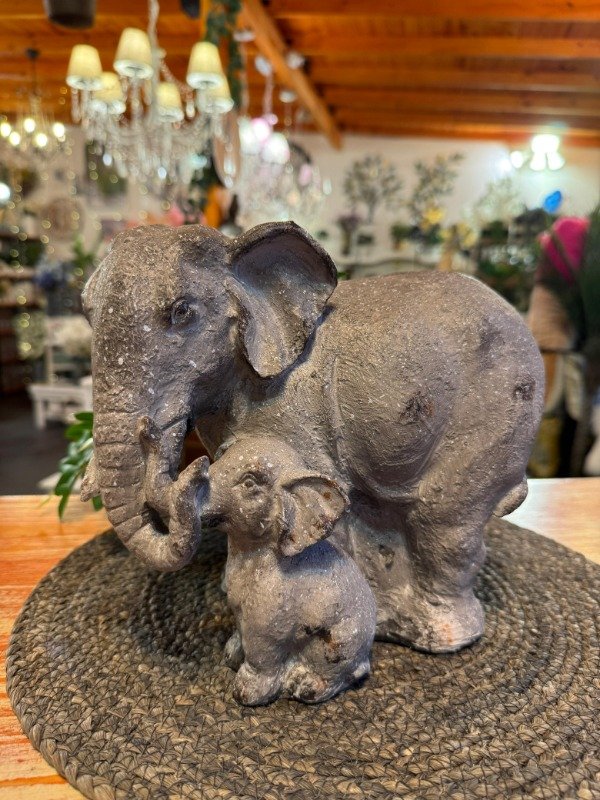 Producto - Elefante con hijo en cemento 20 cm (Efectivo: 39.920)