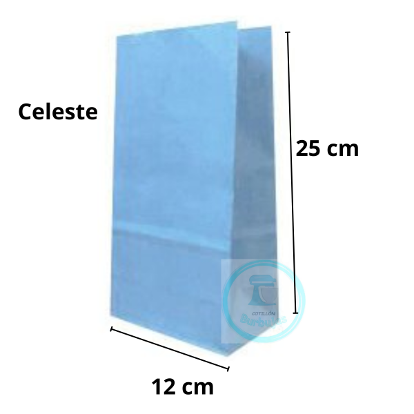 Producto - Bolsas de Papel con Fuelle Celeste x 10