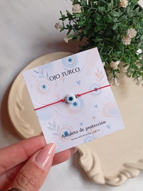 Producto - Pulsera roja ojo turco blanco - 0