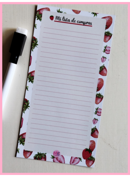 Producto - Pizarra imantada para compras + fibron de regalo! - Modelo Frutillas