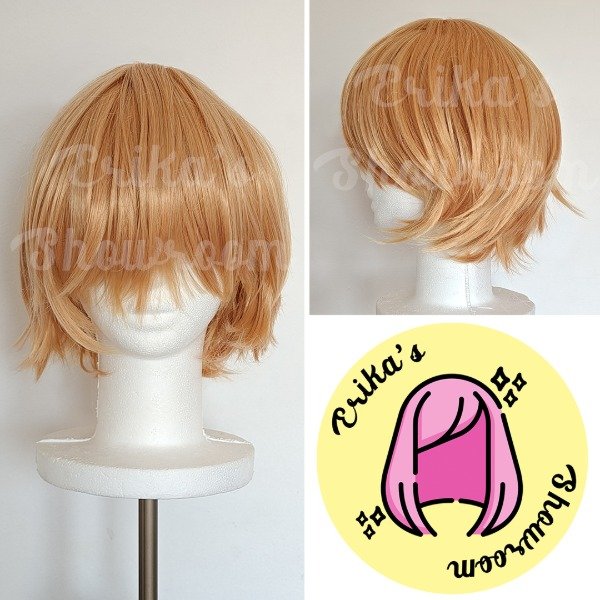 Producto - Peluca corta desmechada con flequillo naranja 68